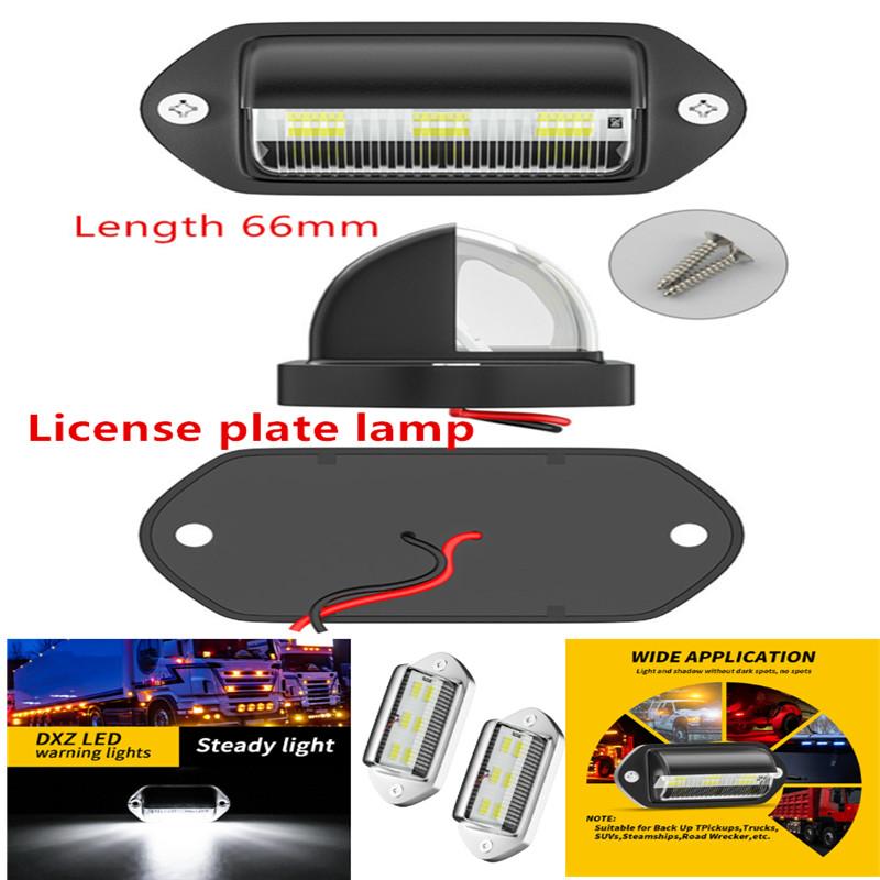 2 PCS Car Truck License Plate Light Lamp 12-24V 6 LED Cars Bus Taillight Edge Lights White Bulbs Motorcycle Signal Light