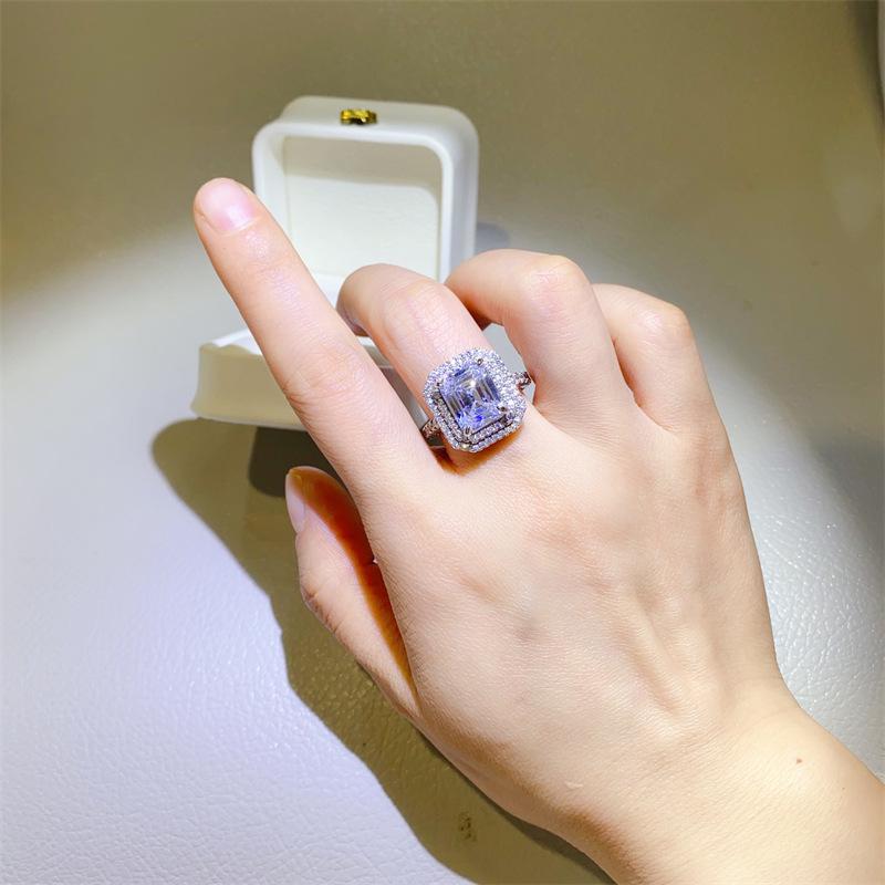 5 Carat D Color Moissanite Emerald Cut White Gold Ring for Women - Ideal Proposal or Wedding Gift with Certificate Size 12