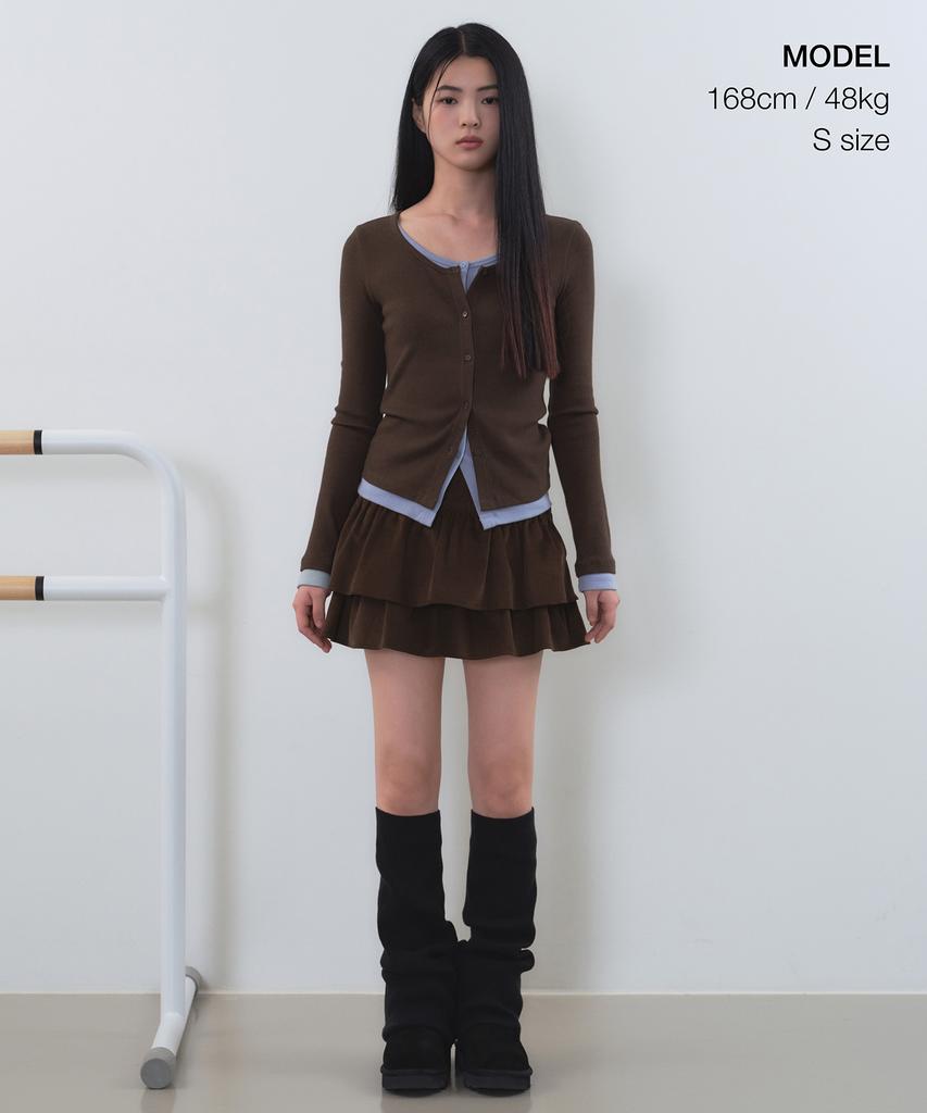 Musinsa Standard Woman 18W Corduroy Tiered Mini Skirt [Brown]