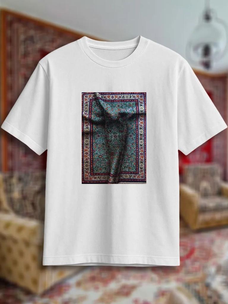 European Sizes Life Tree Pattern Print, Pattern Print Round-neck T-shirt, Men's Fashion Clothing, Round-neck Short-sleeved Top