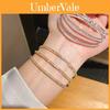 Minimalistisches dreilagiges Armreif-Armband mit Diamant-Inlay aus Kupfer für Damen