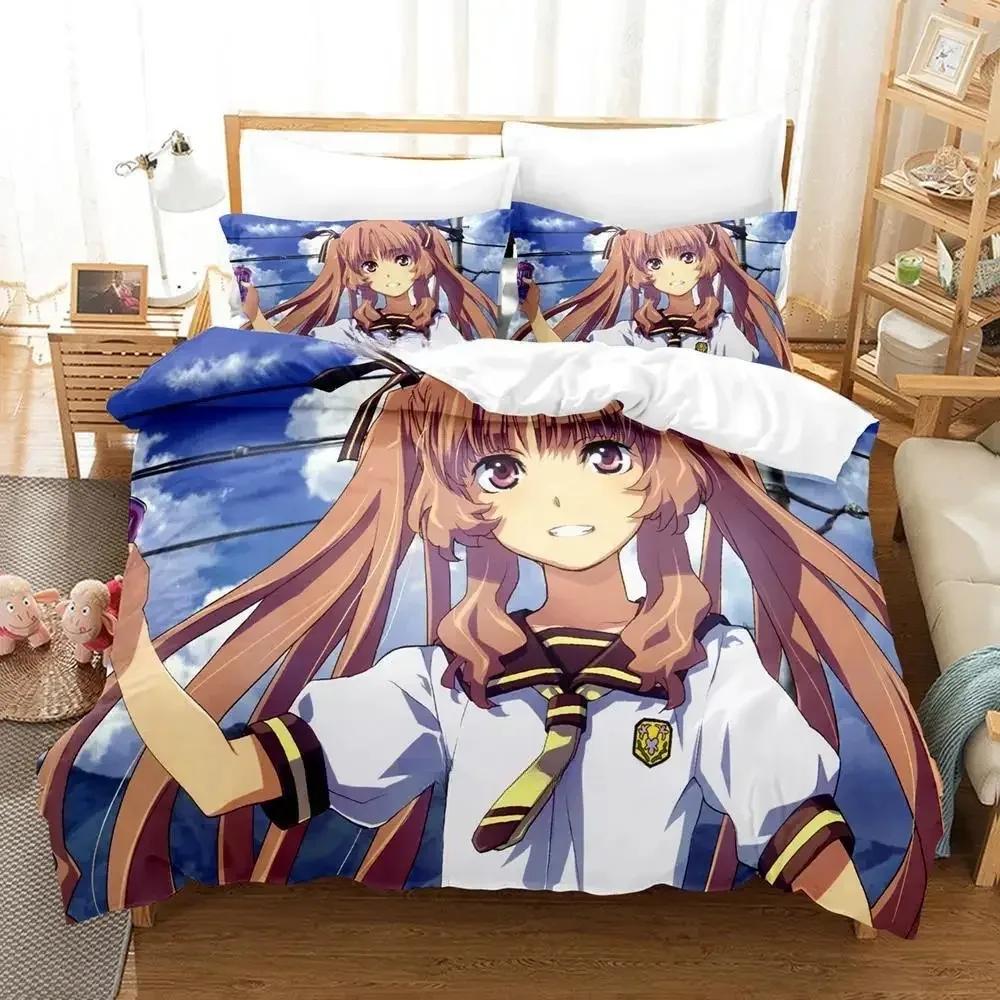 New Kawaii Waiting In The Summer Bedding Set Cartoon Anime Three-Piece Set Adult Kid Bedroom Duvet Cover Sets Twin Bedding Set