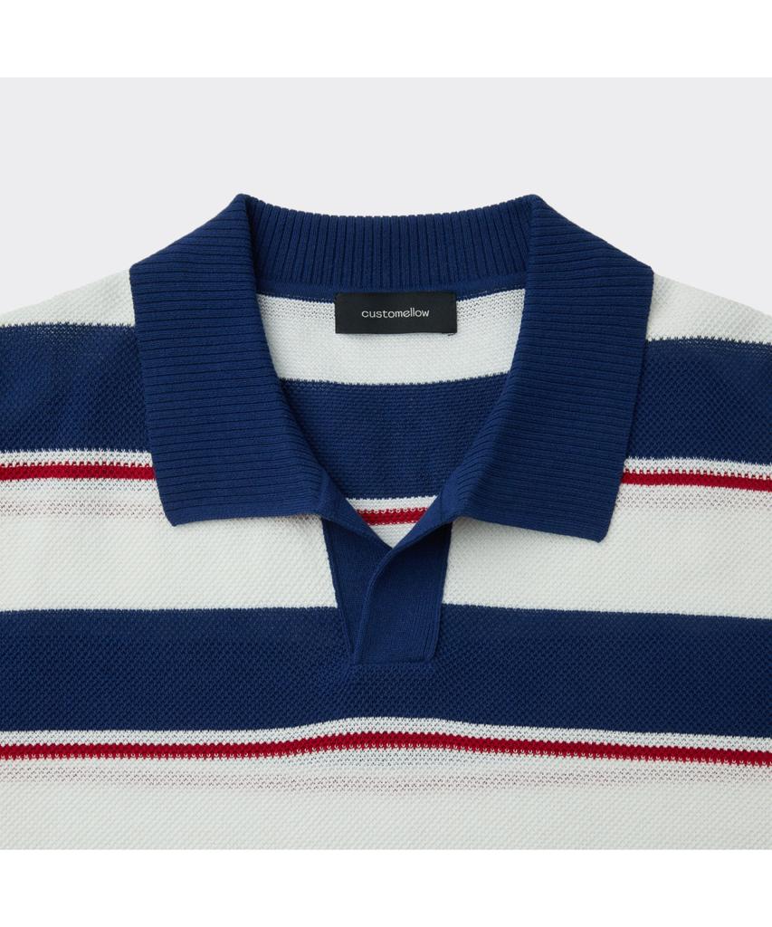 Keoseuuteommellou Navy Fresh Lounge Stripes Collar Sweater Cwwam26413Nyd