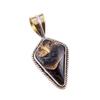 Natural Black Copper Turquoise 925 Solid Silver Gift TwoTone Pendant 1.50" L9j26