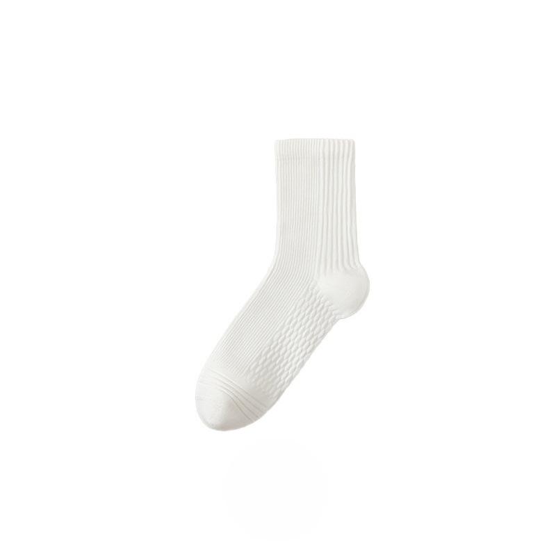 Male Spring and Autumn All Purpose Pure Color Massage Bottom Comfortable Boneless Antibacterial Deodorant Sports Tube Socks
