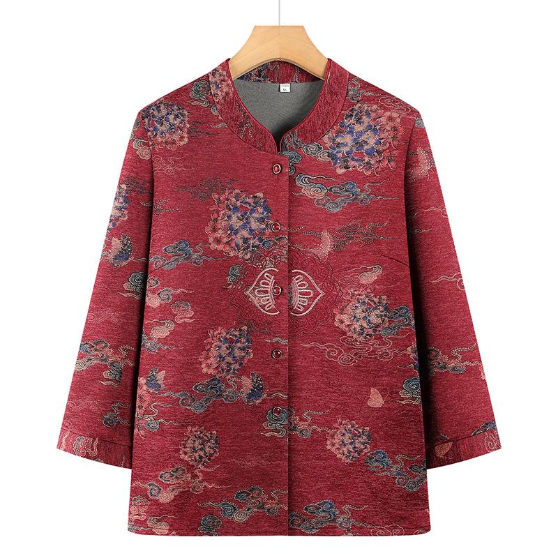 

Spring & Autumn Grandma Jacket: Casual Chinese Style for Women Aged 60-70 XL (85-100 kg) червоний