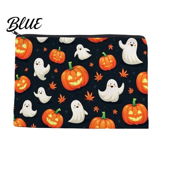 Odolný plátěný držák na psací potřeby Halloweenská úložná taška s potiskem dýně a ducha Odolná kompaktní na malé předměty Velkokapacitní kosmetická taštička,