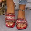 Sandaler med platt sula i etnisk stil dam 2024 nya avslappnade bohemiska tofflor med en rem utrikeshandel tofflor i stora storlekar