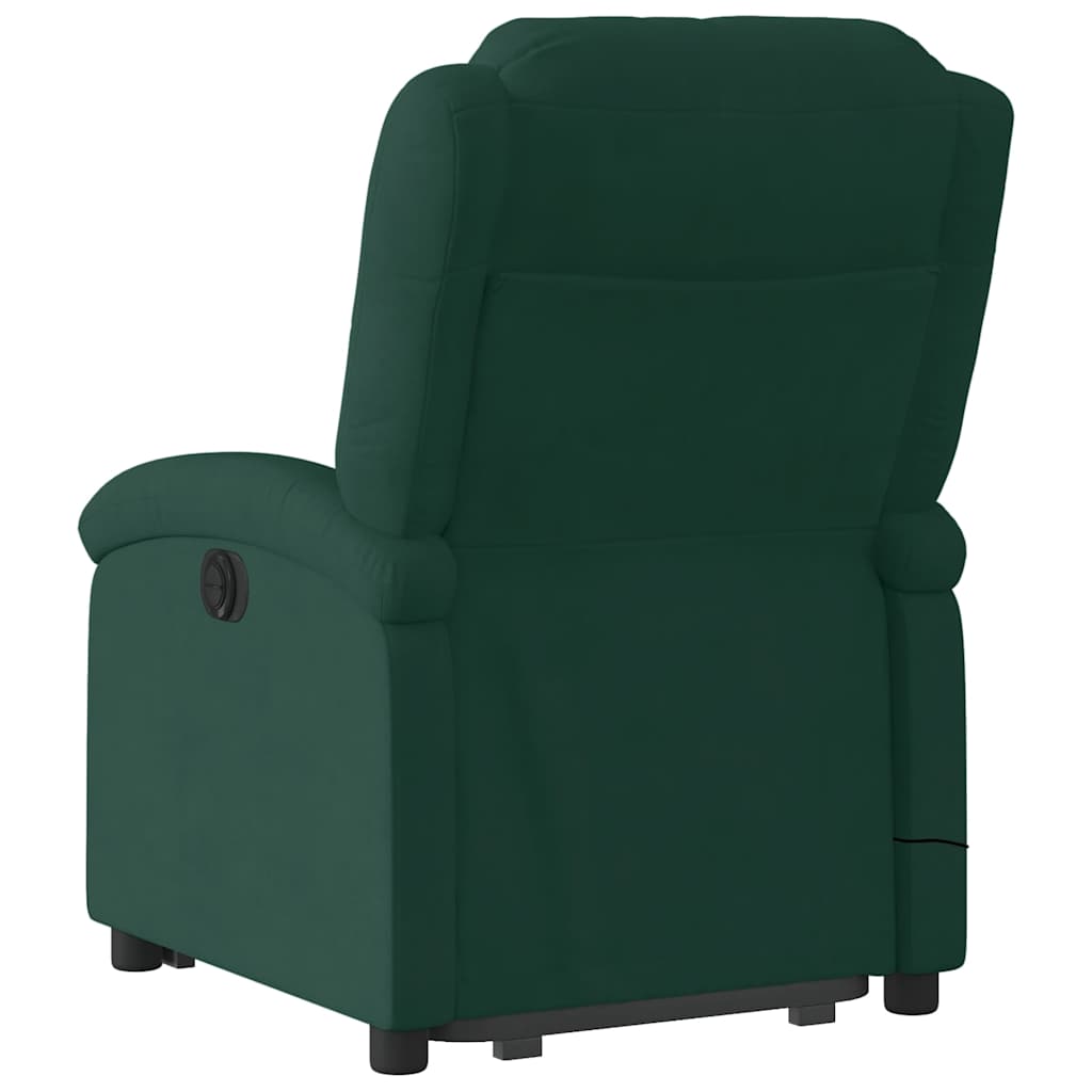 Massage Recliner with Rising Function Dark Green Velvet