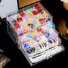 Large Multi-Layer Transparent Compartment Glass Bead Jewelry Storage Box