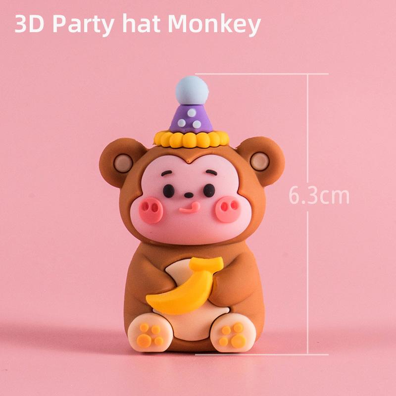 3D Zvířátka Topper na dort Korejský styl Malé zvíře Tygr Lev Oslava miminka 1. narozeniny Chlapec Dívka Roky Starý Party Dekorace na dort