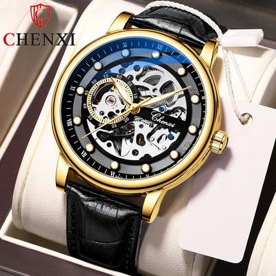 New TOP Brand Luxury Men's Watch With Box Business Luminous Waterproof Watch Hollow Automatic Men's Mechanical Watches