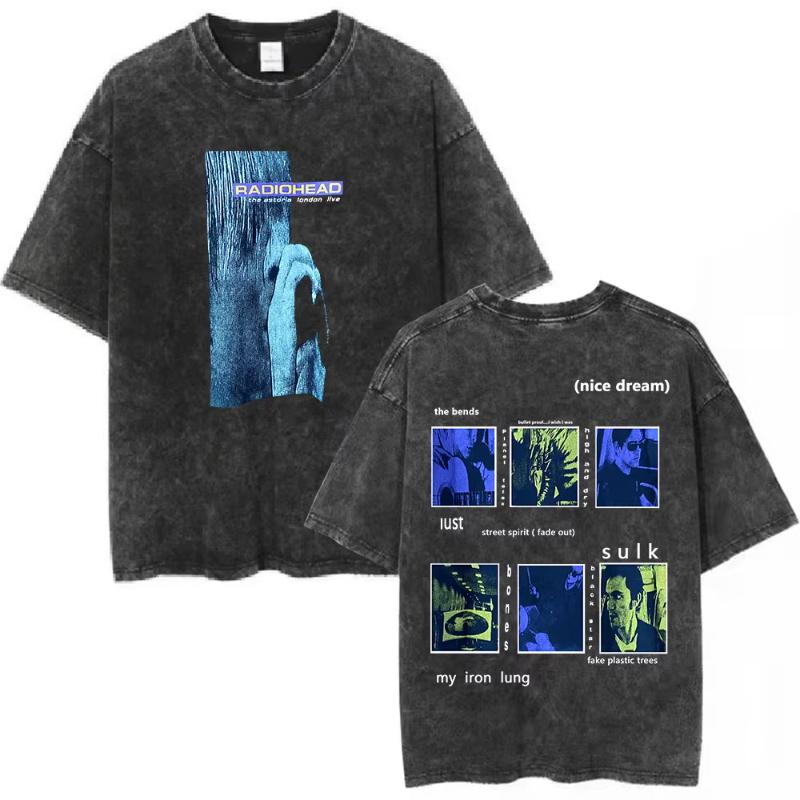 Rock Band Radiohead The Bends Vintage Washed Tshirt Unisex Women Fashion Hip Hop T Shirts Casual Tshirts Streetwear