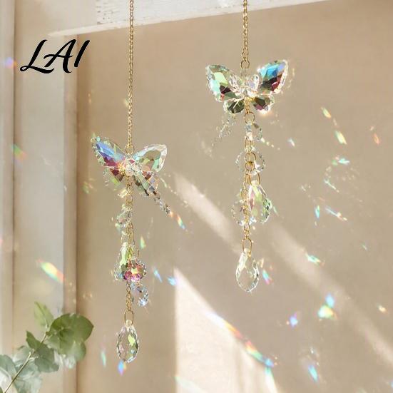 Crystal Wind Chimes for Garden Butterfly & Dragonfly Suncatcher Colorful Rainbow Maker Prism Hanging Unique Housewarming Gifts New Home Ornament,