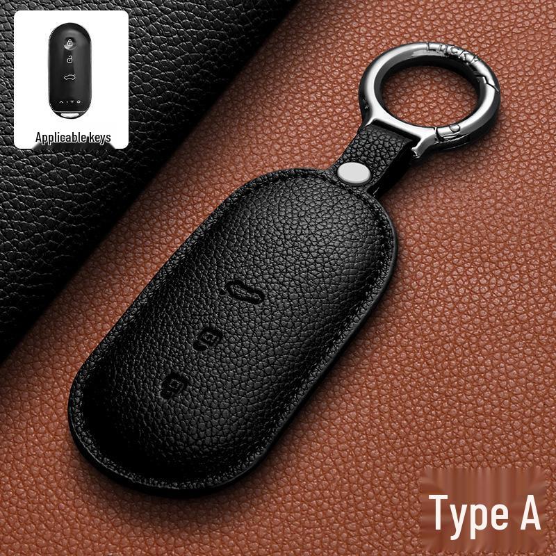 Genuine Leather Key Case for AITO Huawei Wenjie M8/M9, M5/M7 Refresh Car Key Shell