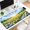 Natural Daisy Meadow Large Extended Gaming Mouse Pad Non Slip Desk Surface Sunrise Landscape Print For Gaming And Office Setup