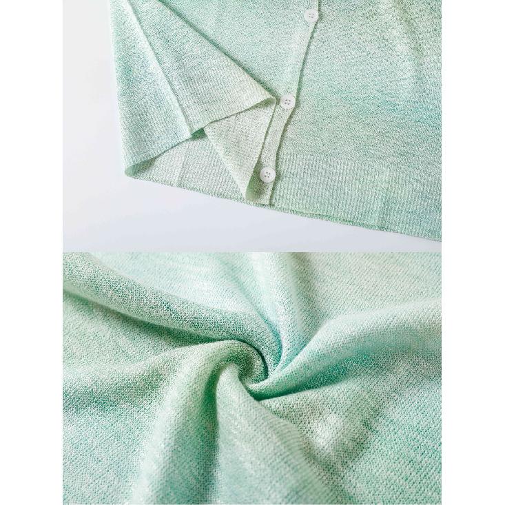 Elegant Women O-Collar Rayon Dyed Floral Pattern Knitted Open Cardigan Spring Summer Layering Outerwear Coat