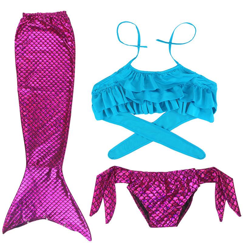 Mermaid Swimsuit Girls Middle School Elder Princess Split Skirt Elementary School Mermaid Baby Three-Piece Set