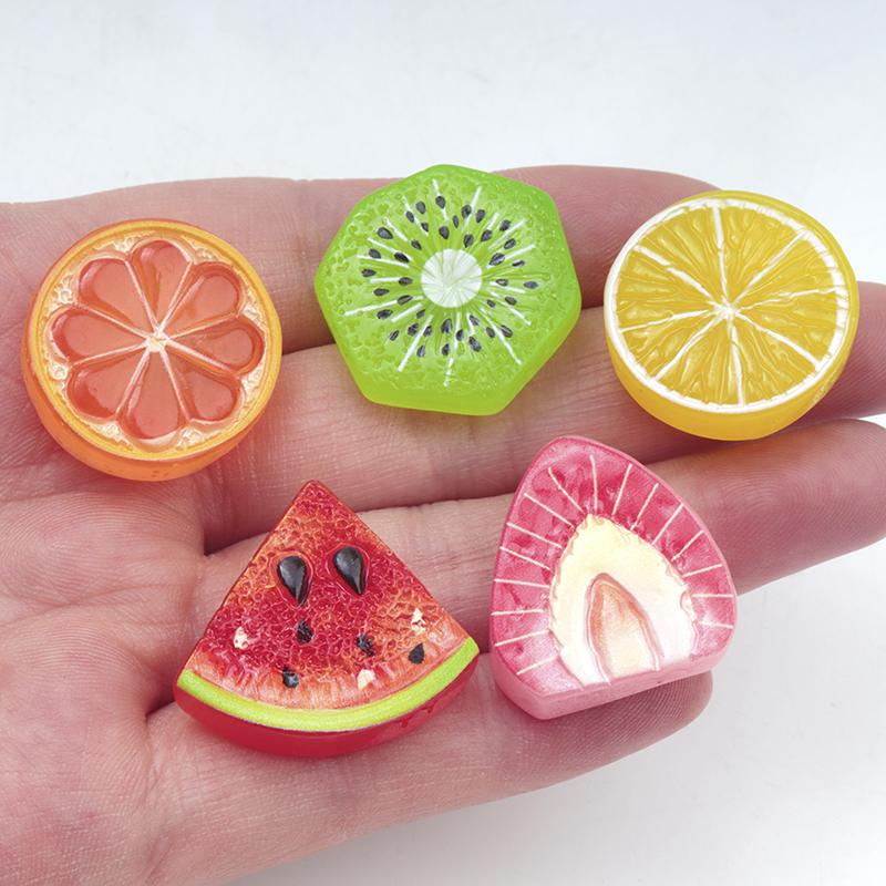 10/100Pcs Resin Simulated Mixed Fruits Strawberry Lemon Watermelon For Scrapbooking Wedding Decor Diy Decor Making Accessories