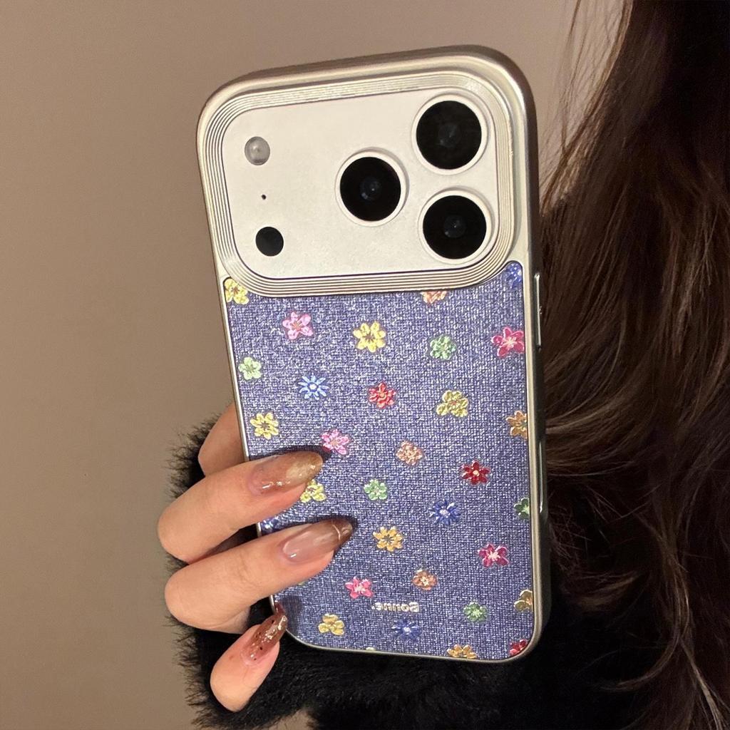 Kreativní pozlacený květinový kryt na telefon pro iPhone 16, iPhone 17 a iPhone 17 Pro Max