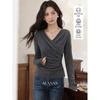 Luxiangnan Women's V-Neck Slim Fit Knit Pullover