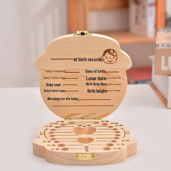Baby Teeth & Keepsake Box: Pine Wood Storage for Teeth, Lanugo, and Umbilical Cord