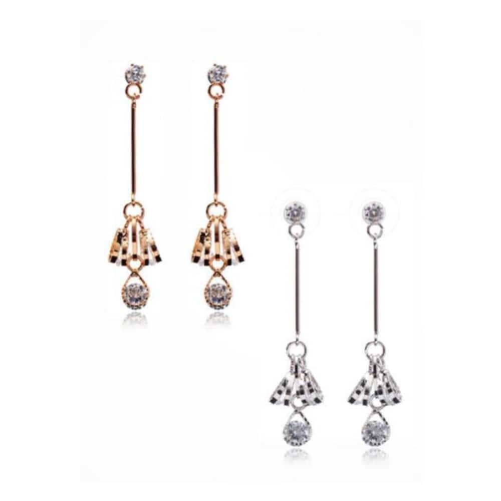 Women's Drop Combo Rose Gold Silver Cubic Zirconia Earrings (10438196)