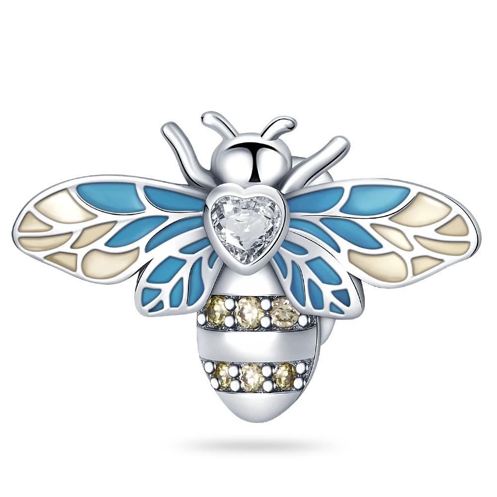 Copper Metal Blue Series Dragonfly Butterfly Bird Pansy Flower Pendant Bead Component Charm Bead Component Compatible With 4MM hole diameter Bracelet