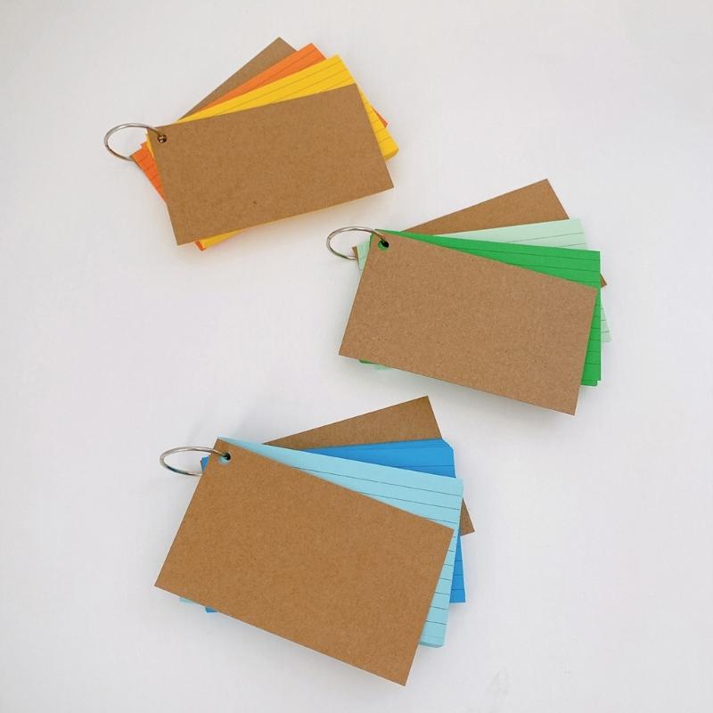 Flash Cards Lined Index Cards Study Cards with Binding Rings Revisions Cards Blank Note Cards for Vocabulary Learning