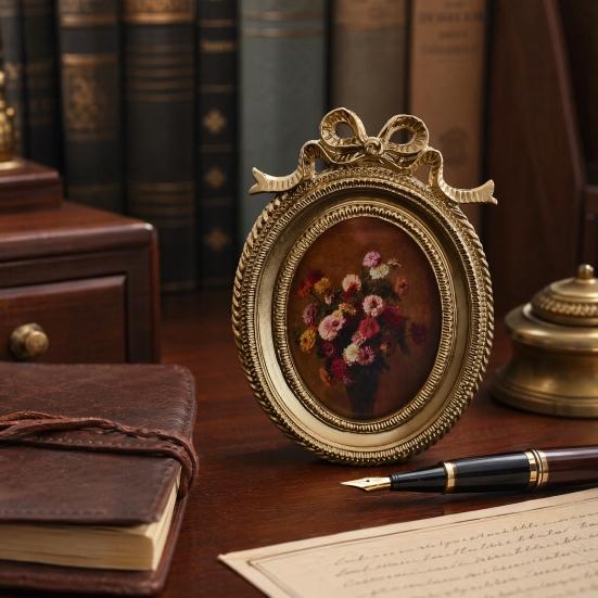 Retro Po Frame Gouden Coating Verweerd Fotolijst Hars Frame met Rococo Textuur
