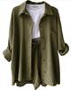 2024 Autumn Women's Two-Piece Set: Wrinkled Long Sleeve Shirt & High Waist Drawstring Shorts