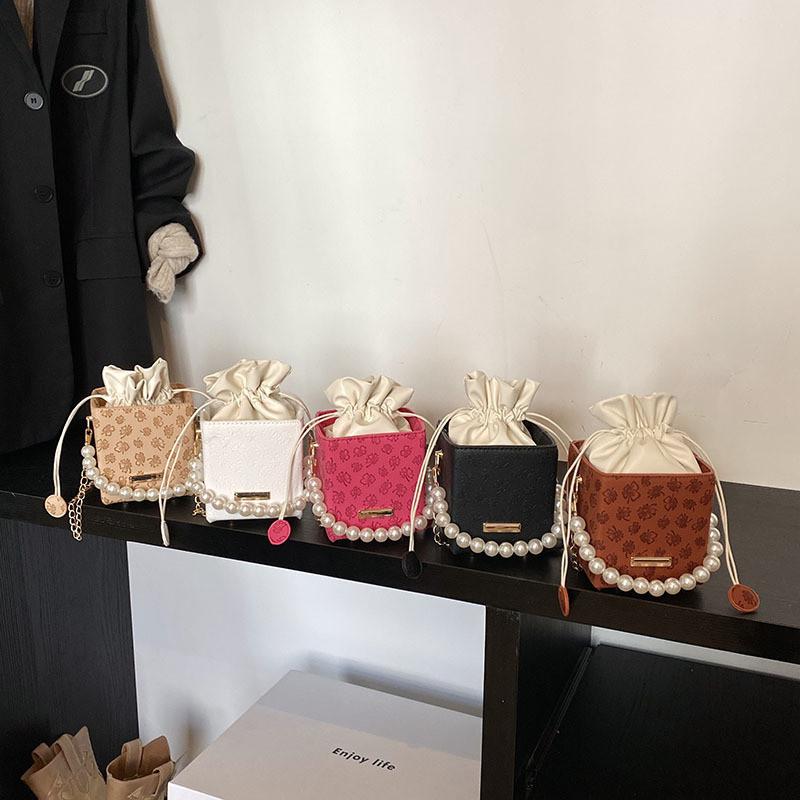 Small Square Pu Bag With Drawstring Closure For Womens Everyday Wear