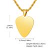 Vnox 60cm Gitarrenplektrum Anhänger Halskette für Männer, Edelstahl Schwarz Gold Silber Farbe Gedrehte Kette Punk Schmuck Geburtstagsgeschenk