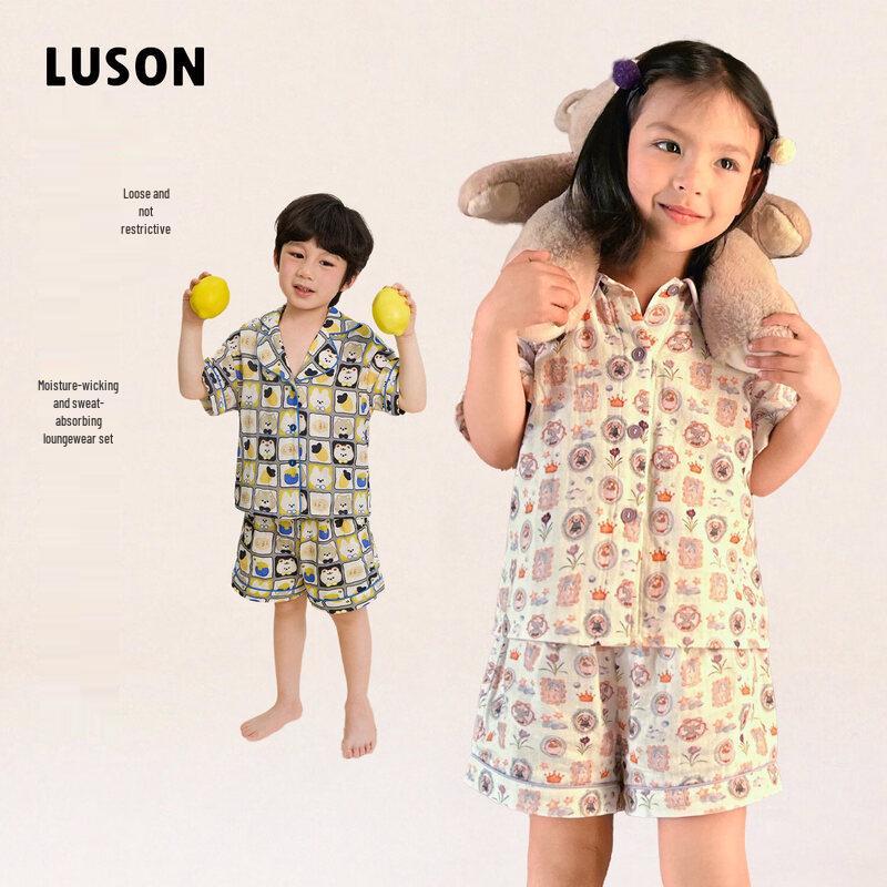 LUSON Girls Soft Summer Long-Sleeve Loungewear Set 140