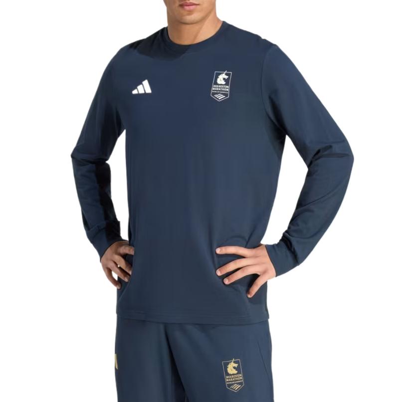 Adidas Boston Marathon 2026 Long Sleeve Comfortable Knitted Soft Skin-Friendly Running T-Shirt Men Tops KG4576