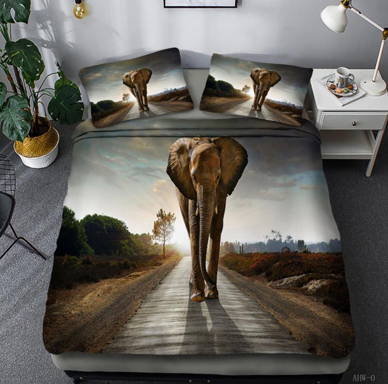 Bohemian animal elephant series quilt cover three-piece 3D digital bedding