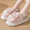 Fashion Fur Slippers For Women Winter Bow Furry Fashion Warm Ankles Plush Cozy Slides For Home Indoor Soft Sole Cotton Shoes