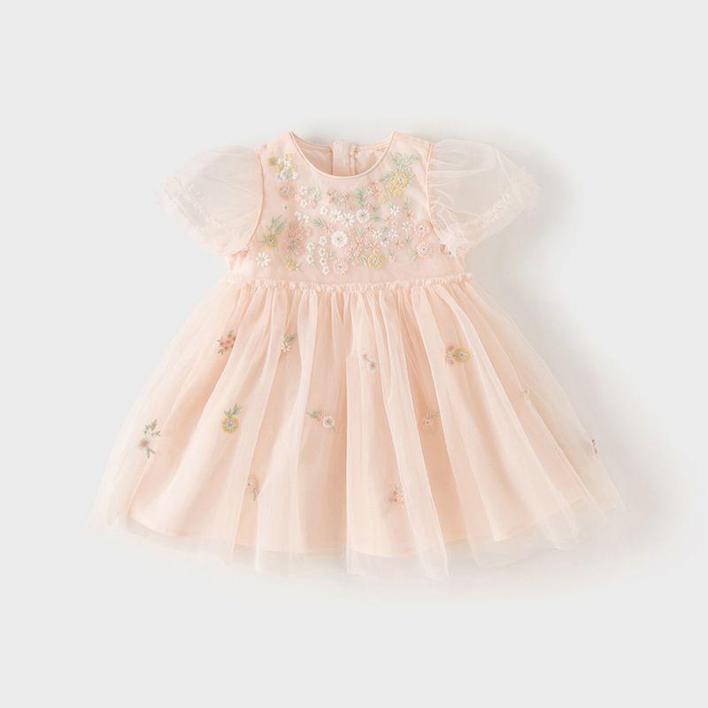 David Bella Girls  Dress Summer Dress Kidsren s Princess Dress Little Girl Birthday Dress Dress Fashionable Mesh Dress Light Pink [Ready Stock] 120