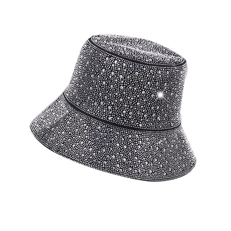 European and American Trendy Brand Foreign Gas Full Diamond Flat Top Fisherman Hat Children Heavy Industry Light Luxury Fashion Show Face Small Sunscr