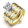 Stylish Gold Titanium Steel Ring For Couples Featuring Hidden Zircon Stone Design