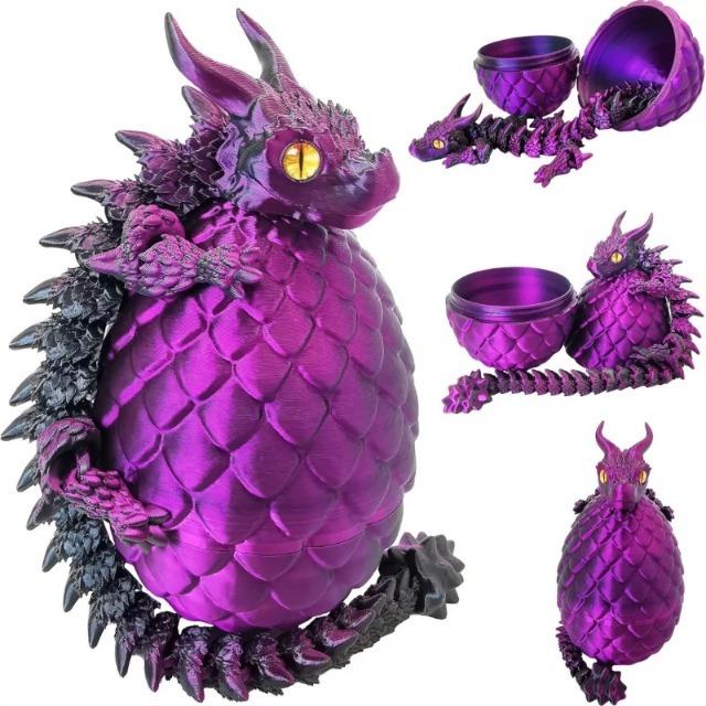 3D Printed Double Horned Dragon Egg Set, Movable Joint Creative Fidget Toy, Kids Gift Home Decor Ornament