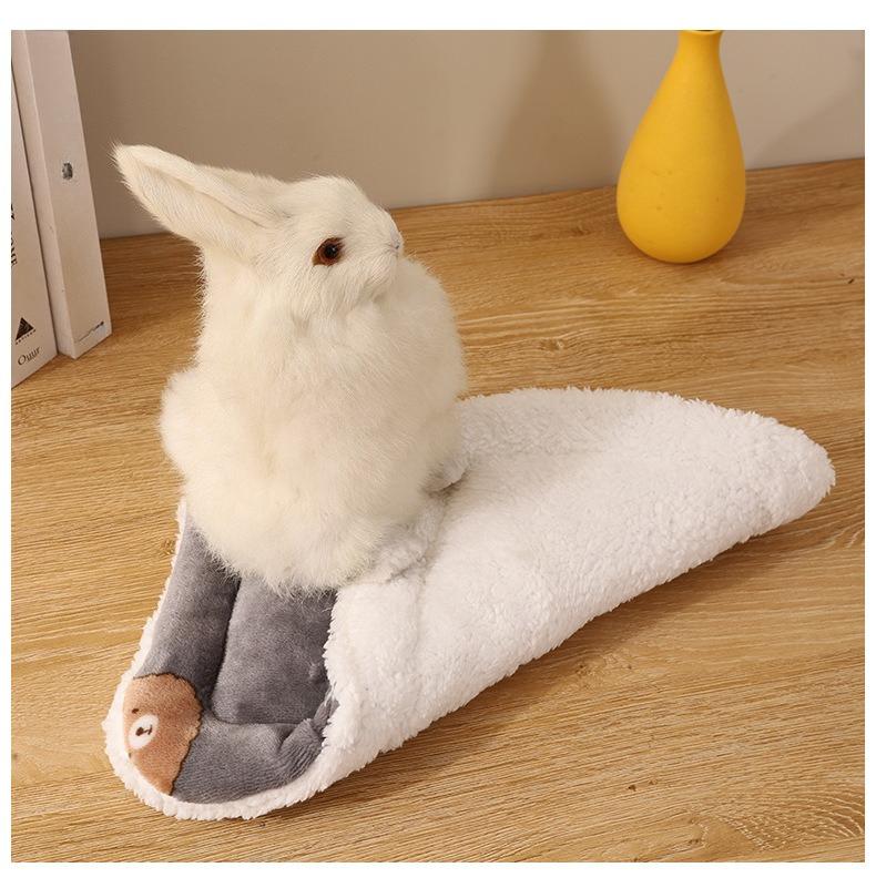Small Pet Flannel Cage Mat Double Sided Warm Winter Sleeping Cushion Pad for Rabbit Bunny Cat Puppy