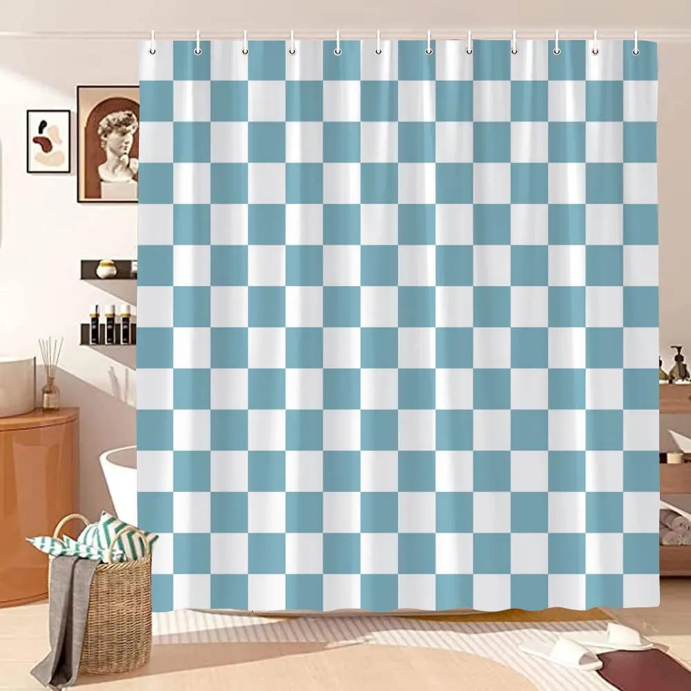 Vintage Geometric Lines Shower Curtain Modern Abstract Bohemian Minimalist Tones Polyester Fabric Shower Curtains Bathroom Decor