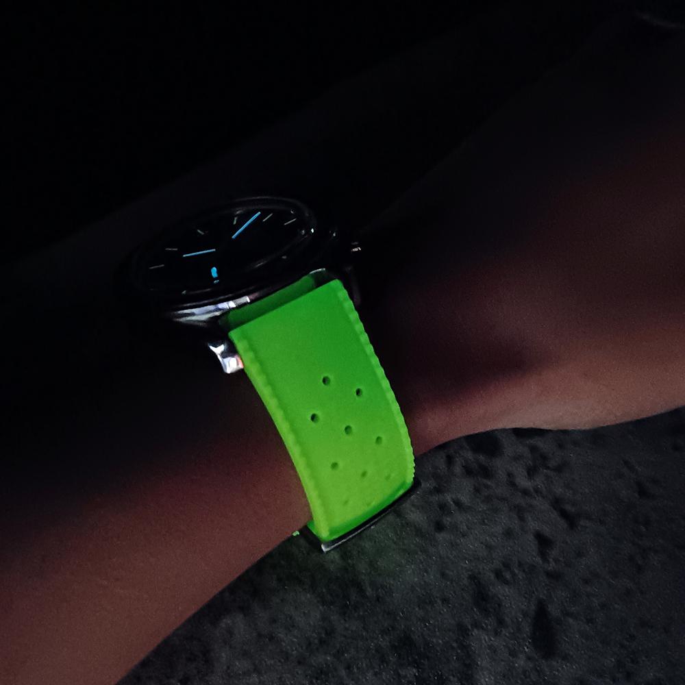 20mm Quick Release FKM Rubber Watch Strap Glow Tropical Design Flat End Universal Fit Durable