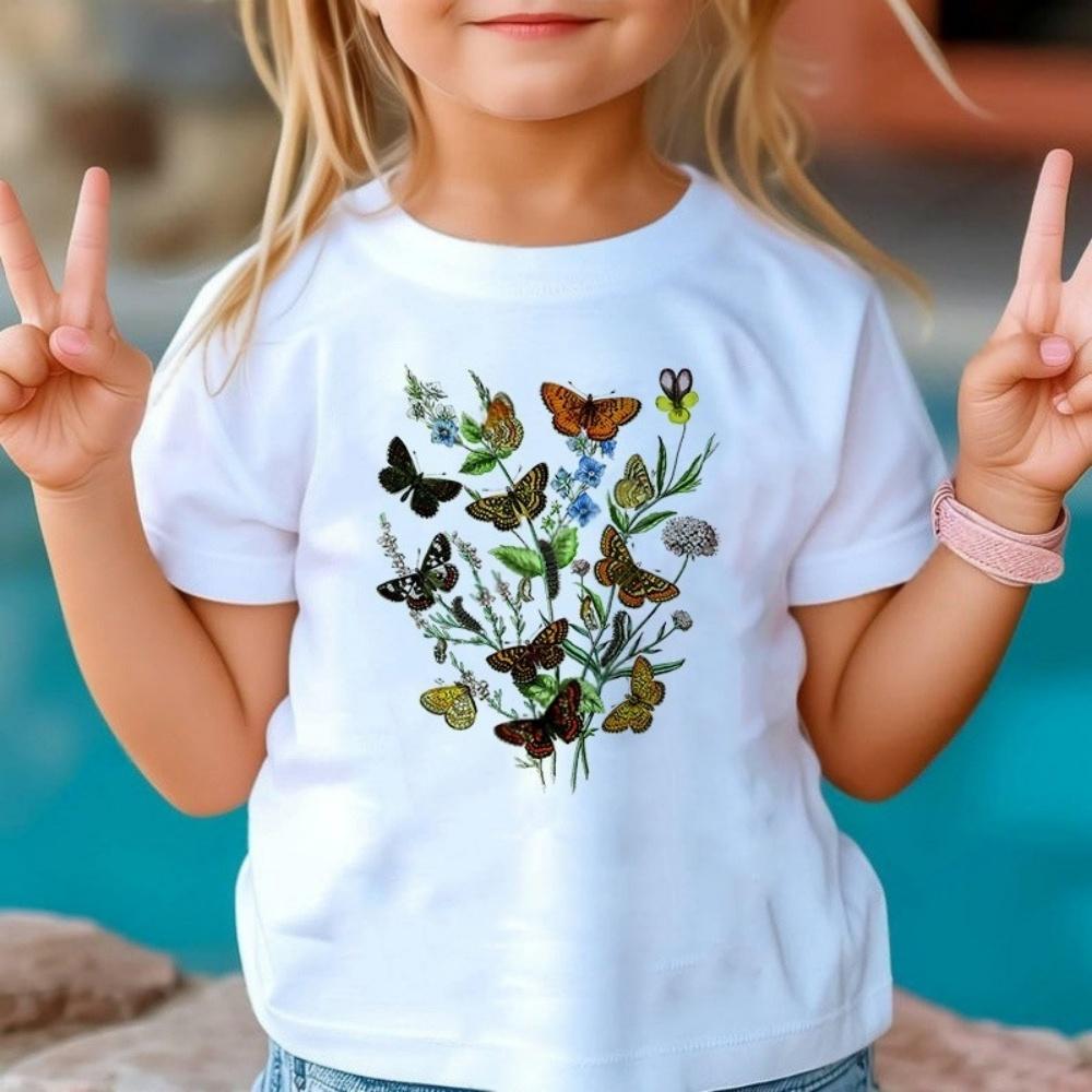 New 3D Butterfly Print Kids Girls T Shirt Summer Kids Clothes Short Sleeve Children Top Fashion T-Shirts Crew Neck Child T-Shirt