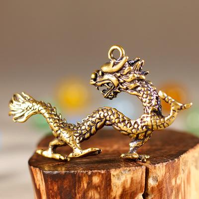 Chinese Beast Dragon Statue Bronze Figurine Ornaments Antique Copper Mythical Animal Miniature Home Decoration Crafts Collection