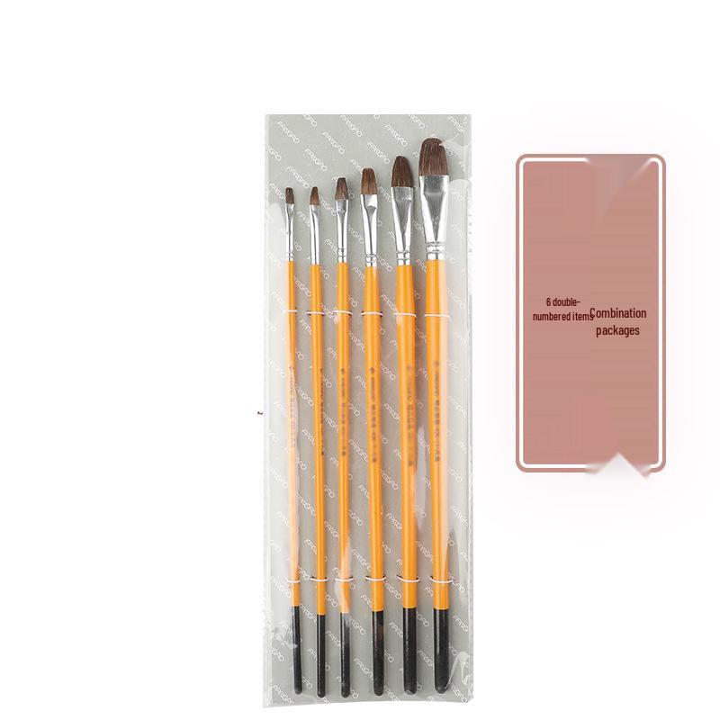 Yellow Handle Wolf Hair Brush Set for Watercolor, Gouache, Acrylic, and Oil Painting