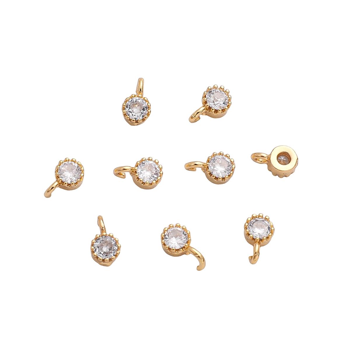 

Латунный круглый подвеска-подвеска с кристаллом циркона для серег, браслетов, ожерелья, DIY ювелирных изделий, аксессуары 4x6mm 2pcs чистый