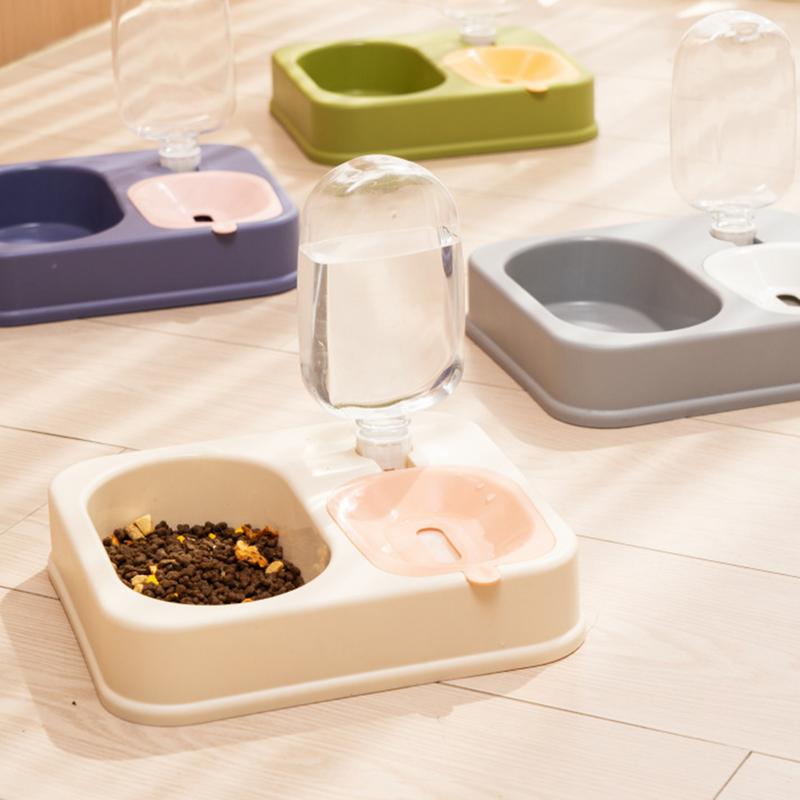 Cat Dishes For Food And Water 2 In 1 Raised Pet Feeding Bowl Double Dishes Bunny Food Water Dispenser Set Automatic Waterer
