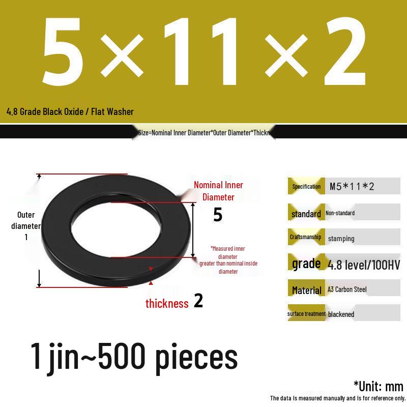 Blackened Enlarged Thickened Metal Washer - M3-M42